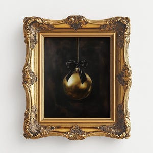 Gold Christmas Ornament Printable Moody Christmas Decor Christmas Print Vintage Christmas Print Minimalist Christmas Oil Painting Print Ball