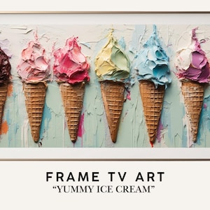 Summer Frame Tv Art, Ice Cream Art, Summer Tv Frame Art, Samsung Summer Tv Art, Tv Art Painting, Tv Art Spring, Summer Wall Art, 3D Textured