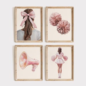Cheerleading Prints, 4 Cheerleading posters, Cheerleader Gift, Cheer Wall Art, Cheerleader Decor, Cheerleading Nursery, Cheer Room Decor