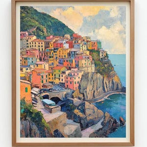 Cinque Terre print Cinque Terre digital print Italy wall art Cinque Terre artwork Italian coast print Cinque Terre poster Digital Italy art