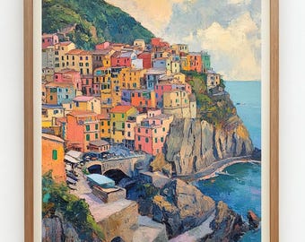 Cinque Terre print Cinque Terre digital print Italy wall art Cinque Terre artwork Italian coast print Cinque Terre poster Digital Italy art