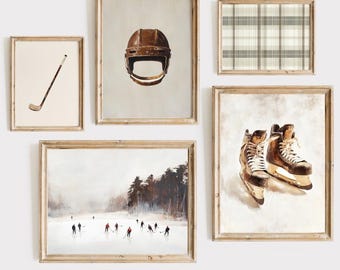 Hockey Wall Art Set of 5 Hockey Art Hockey Nursery Vintage Hockey Art Hockey Prints Baby Hockey Wall Art Ice Hockey Wall Art Hockey Pictures