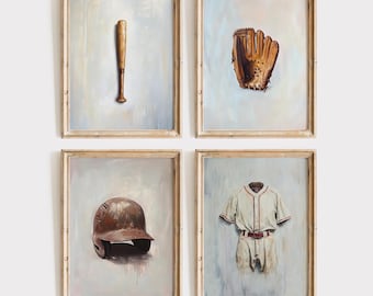 Baseball Print Vintage Boy Room Wall Art Sport Nursery Art Prints Neutral Boy Room Decor Digital Download Shower Gift Baseball Sport Nursery