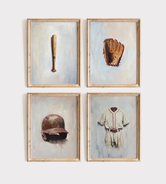 Baseball Print Vintage Boy Room Wall Art Sport Nursery Art Prints Neutral Boy Room Decor Digital Download Shower Gift Baseball Sport Nursery