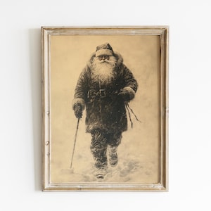 Vintage Santa Painting Christmas Santa Claus Print Vintage Christmas Rustic Santa Poster Neutral Christmas Decor Winter Holiday Decor Santa
