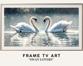 Valentine's Day Frame TV Background, Valentine Muted Vintage Art, Romantic Frame TV Art, Valentines Day Decor, Swans in Love Tv Art
