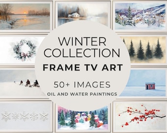 Vintage Winter Frame TV Art, 50+ Digital Paintings (Digital Download)