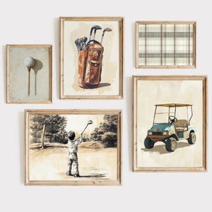 Golfafdrukken Set van 5 golfmuurkunst Vintage golfafdrukken golfkunst Golfdecor Golfkwekerij Golfafdruk Golfkwekerijdecor Vintage golfkunst jongens