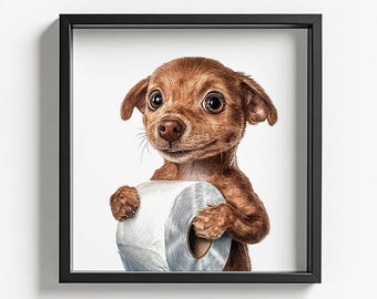 Dog Bathroom Print - Poster Dog Art Bathroom - Digital Download Washroom Art