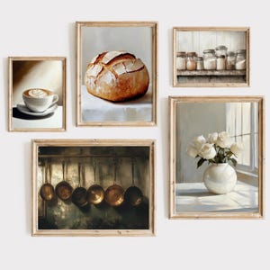 Vintage Kitchen Wall Art Prints Set of 5 Kitchen Art Farmhouse Kitchen Decor Kitchen Digital Prints Rustic Still Life Gallery Kitchen Prints