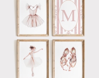 Ballet Prints Set of 4, Ballet Posters, Nursery prints, Ballet Nursery Art, Ballet Decor, Pink Girl's Room, Girls Wall Art PRINTABLE