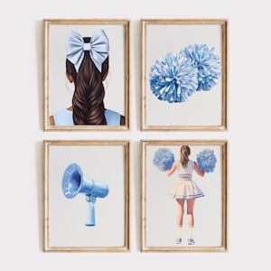 Cheer Print Set of 5, Cheerleader Wall Art, Cheer Posters, Cheerleading Decor, Cheerleader Gift, Cheer Room Printable Art, Cheer Nursery