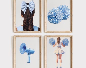 Cheer Print Set of 5, Cheerleader Wall Art, Cheer Posters, Cheerleading Decor, Cheerleader Gift, Cheer Room Printable Art, Cheer Nursery