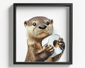 Otter Poster Animal Bathroom Poster Otter Print Gift Otter Art Bathroom Art Print Animal Wall Art Otter Print Gift Kids Bathroom Digital