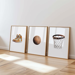 Basketball wall art, Basketball wall decor, Basketball nursery, Basketball theme gift Basketball Nursery Set of 4, Basketball playroom decor