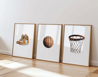 Basketball wall art, Basketball wall decor, Basketball nursery, Basketball theme gift Basketball Nursery Set of 4, Basketball playroom decor