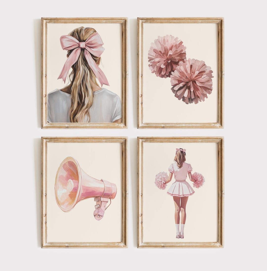 Cheerleading Prints, 4 Cheerleading Posters, Cheerleader Gift, Cheer ...