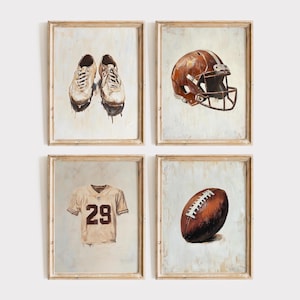 Football Wall Art, Football wall decor, Football nursery, Football theme baby shower gift, Football print 4 set, Football playroom decor
