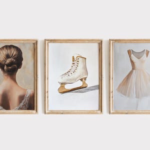 Figure Skating Wall Art Prints Set of 3 – Vintage Ice Skating Artwork, Sports Nursery Decor, Figure Skating Gifts, Printable Skater Wall Art