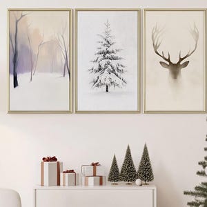 Winter prints, Set of 3 winter posters, minimalist winter prints, Holiday decor winter set of 3, Printable art winter, Christmas wall art
