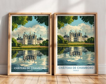 Château de Chambord Travel Poster | France Wall Art | Loire Valley Poster | Château de Chambord gift | Loire Valley Print | France Painting