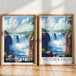 Victoria Falls Travel Poster | Victoria Falls Art | Zimbabwe & zambia Wall Art Print | Victoria Falls Painting | Poster Travel Art Africa