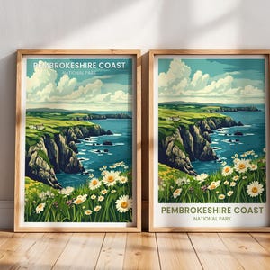 Pembrokeshire Coast National Park Travel Poster | Wales Coastal Wall Art | Wales Travel gift | Pembrokeshire Painting | Pembrokeshire Print