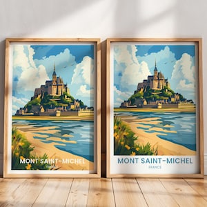 Mont Saint-Michel Travel Poster | France Wall Art | Normandy Poster | Mont St Michel gift | Normandy Art Print| Mont Saint Michel Painting