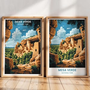 Cartaz de viagem do Parque Nacional de Mesa Verde | Pintura do Parque de Mesa Verde | Impressão de Mesa Verde | Arte de parede do Parque Nacional de Mesa Verde, Colorado