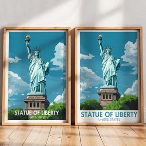 Statue of Liberty Travel Poster | New York Print | New York Printable | Statue of Liberty Art Print | Statue of Liberty Painting | NYC Art