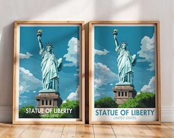 Statue of Liberty Travel Poster | New York Print | New York Printable | Statue of Liberty Art Print | Statue of Liberty Painting | NYC Art