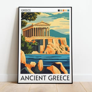 Ancient Greece Poster | Greece Civilization | Greek Temple Art Print | Greece Painting | Athens Wall Art | Ancient Civilizations Printable