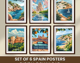 Spain Travel Poster Set | Mediterranean Wall Art (Digital Download)