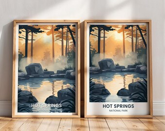 affiche du parc national de Hot Springs | Art du paysage de l'Arkansas (téléchargement numérique)