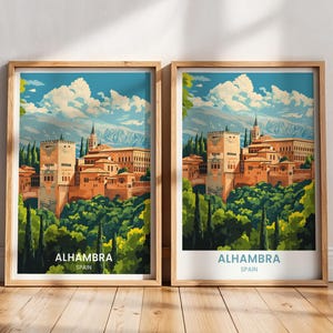 Alhambra Travel Poster | Granada Wall Art | Granada Poster | Spain Travel gift | Alhambra Print | Alhambra Painting | Granada Printable