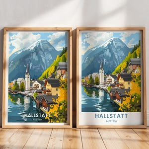 Hallstatt Travel Poster | Hallstatt Wall Art | Austria Travel gift | Hallstatt Painting | Austria Art Print | Hallstatt Printable Decor