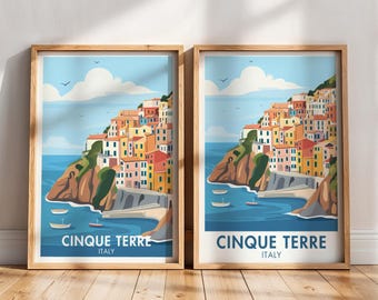 Cinque Terre Travel Poster | Cinque Terre Painting | Cinque Terre Italy Prints | Cinque Terre Wall Art | Cinque Terre poster | Liguria Decor