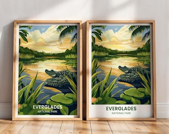 Everglades National Park Poster | Florida Wetlands Alligator Art (Digital Download)