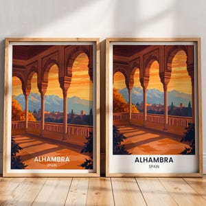Alhambra Travel Poster | Granada Wall Art Gift | Granada Poster | Spain Travel gift | Alhambra Print | Alhambra Printable | Granada Painting