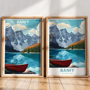 Banff National Park Travel Poster | Banff Canada art | Rocky Mountains Art Print | Banff Park Wall Art | Alberta Canada Home Decor Gift