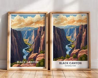 Reisposter Black Canyon National Park | Black Canyon-print | Muurkunst Black Canyon National Park | Colorado-schilderij | Black Canyon-kunst
