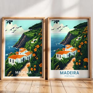 Affiche de voyage de Madère | Impression de Madère | Tableau de l'île de Madère | Portugal imprimable | Décoration murale Madère | Décoration européenne | Côte de Madère