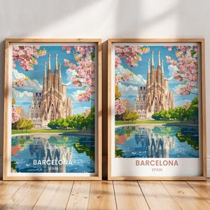 Barcelona Travel Poster | Barcelona Wall Art | Sagrada Familia Poster | Spain Travel gift | La Sagrada Família Print | Barcelona Painting