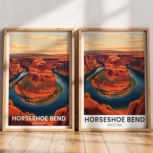 Horseshoe Bend Travel Poster | Horseshoe Bend Print | Colorado River painting | Arizona Printable | Arizona Grand Canyon Park wall art gift