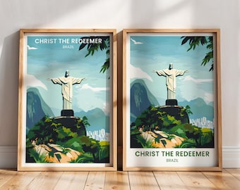 Reisposter Christus de Verlosser | Cadeau muurkunst Brazilië | Rio de Janeiro-cadeau | Christus de Verlosser-print | Schilderij Christus de Verlosser