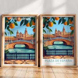 Plaza de España Travel Poster | Seville Wall Art | Seville Poster | Spain Travel gift | Seville Art | Seville Decor | Plaza de España Print