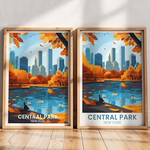 Póster de viaje de Central Park / Arte mural de Nueva York / Impresión artística de Central Park / Impresión de Nueva York / Regalo de Nueva York / Decoración de Central Park / Póster de Nueva York