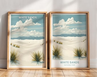 White Sands National Park Travel Poster | White Sands National Park New Mexico Wall Art Print | Digital Download