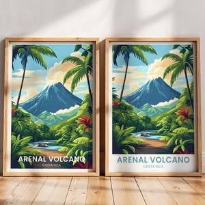 Arenal Volcano Travel Poster | Costa Rica Wall Art | volcano Painting | Costa Rica Art Print Gift | Costa Rica Poster | Arenal Volcano Print