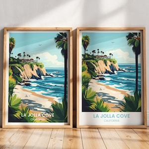La Jolla Cove Travel Poster | La Jolla Cove Wall Art | san diego coast Painting | California Art Gift | La Jolla Cove Print | La Jolla Art